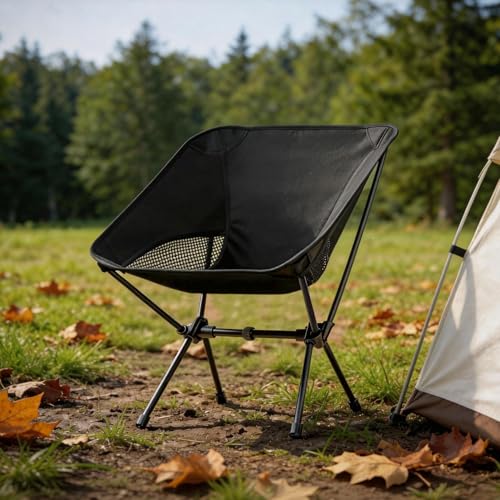 Lightweight Portable Camping Chair - Folding Backpacking Hiking Chair with Carry Bag for Outdoor Travel, Beach, Picnic, Festival (Black) - color: Black