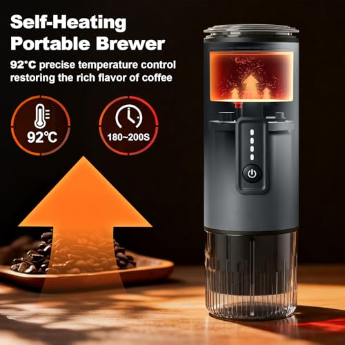 Portable Coffee Maker, 3 in 1 Electric Espresso Machine Set, Rechargeable Self-Heating Brewer with Carrying Bag and Coffee Stand for Office Camping, Hiking - color: Space Gray