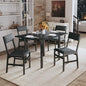 HUAHUU Dining Table Set for 4, Extendable Kitchen Table Cushion Chairs Set of 4, Rectangle Dining Table with Metal Frame & MDF Board, Folding for Small Apartment Saving Space, Black - color: Black