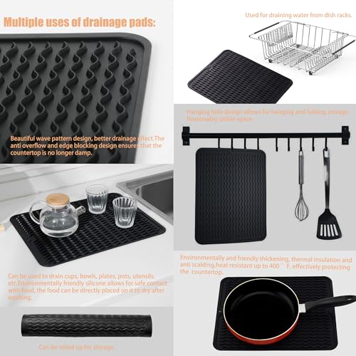 NiuYichee Stainless Steel Dish Drying Rack(14.2"L x 9.5"W x 4.1"H), Expandable Fruit & Vegetable Drain Rack over Sink, Dish Drainer Rack in Sink, with Stainless Steel Utensil Holder & 16" Silicone Mat - size: Small【14.2" X 9.5"】
