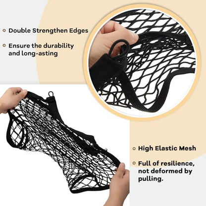 Frienda 2 Pcs Stretchable Small Cargo Net Pocket Boat Storage Mesh Net Elastic Automotive Storage Pouch with Mounting Screws and Hooks for Truck Car SUV Boats (29 x 9.8 Inches) - size: 29 x 9.8 Inches
