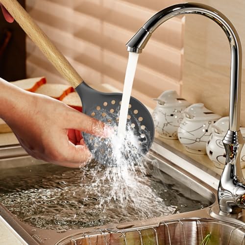 oannao Silicone Cooking Utensils Kitchen Utensil Set - 446°F Heat Resistant Silicone Kitchen Utensils Set, Spatula,Turner Tongs, Spoon, Whisk,Kitchen Gadgets for Nonstick Cookware, BPA Free (Gray) - color: Gray