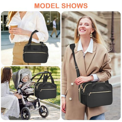 PIIOSER Breastmilk Cooler Bag with Ice Pack, Fits 6 Baby Bottles Up to 9 Ounce, Insulated Bottle Travel Bags with Shoulder Strap-Wearable Breast Pump Carrying Case for Nursing & Working Moms - color: Black