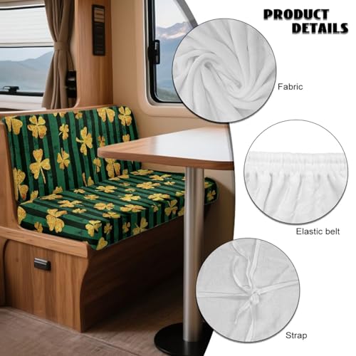 Gold Shamrock 2 Pcs RV Dinette Cushion Covers Thickened Camper Seat Covers Dinette Booth Stretch Loveseat Sofa Chair Cover St. Patrick's Day Accessories for RV Camper Car Bench - color: Gold Shamrock