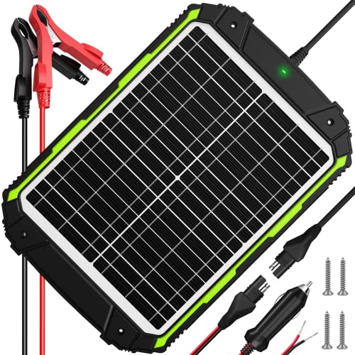 Sun Energise 20W 12V Solar Powered Battery Charger & Maintainer, Built-in Smart MPPT Charge Controller, Waterproof 20 Watt 12 Volt Solar Panel Trickle Charging Kits for Car Auto Boat RV Marine Trailer - color: Green, 20W PRO