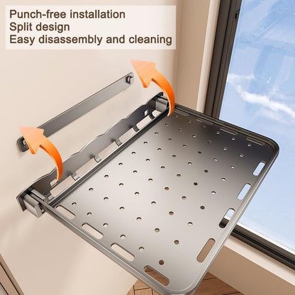 Folding Bathroom Wall Shelf, 6-Shelf Modern Aluminum Foldable Shelf, 15.7"L x 12.4"W x 4"H, Wall Mounted, For Bathroom, Kitchen, RV, Camper, Balcony