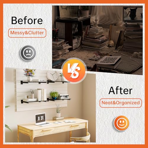 Wood Slatwall Shelves, Slat Wall Shelf Slatwall Acccessory for Garage, Home Improvement, Retail Display (6, 24''x12'') - size: 24''x12''