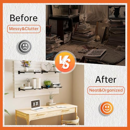 Wood Slatwall Shelves, Slat Wall Shelf Slatwall Acccessory for Garage, Home Improvement, Retail Display (6, 24''x12'') - size: 24''x12''