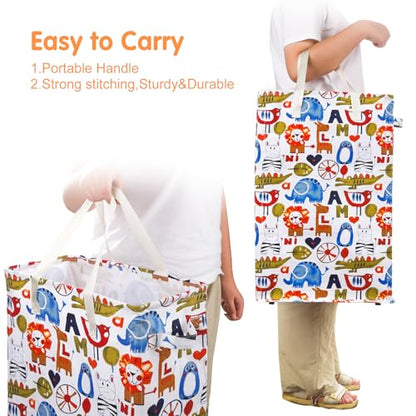 Odonata Slim Laundry Hamper Handles Collapsible Laundry Basket Thin Dirty Clothes Basket Narrow Laundry Bag Foldable Dirty Hamper 48L (Animal) - color: Animal