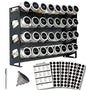 4 Tier Spice Rack Organizer with 32 Square Spice Jars and 160 Spice Labels Set for Kitchen Cabinet Countertop Pantry or Wall Mount, Matte Black - size: 4 Tier With Jars