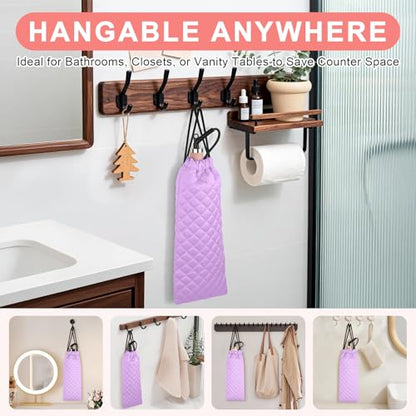 Professional Hot Hair Tools Organizer Cover Bag Heat Resistant Travel Drawstring Storage Case Pouch for Curling Iron, Flat Iron, Hair Straightener and Styling Tool(14.2" x 5.9") - color: Purple
