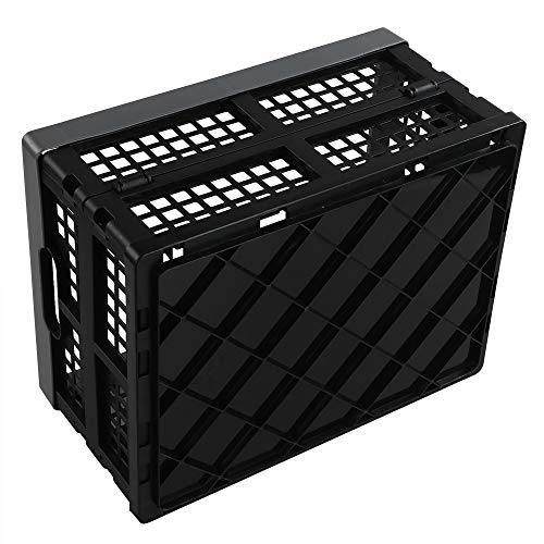 3-Pack 15 L Plastic Collapsible Crate, Folding Storage Baskets, Black