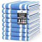 Homaxy Premium Kitchen Towels 18”x 28”, Large Cotton 380 GSM Kitchen Hand Towels, Stripe and Terry Dish Towel, Highly Absorbent Tea Towel Set with Hanging Loop, 8 Pack, Blueberry - color: Blueberry Stripe, style: 8-pack