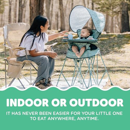 Baby Delight Go with Me Uplift Deluxe Portable High Chair | Travel High Chair | Sun Canopy | Indoor and Outdoor | Green Garden - color: Green Garden