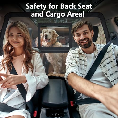 50" Pet Dog Car Barrier with Removable Visual Window, Pet Barrier for Car Escape-Proof, Back Seat Divider & Cargo Area Gate, Durable Dog Net for Car, Ideal for Trucks, SUV & Mid-Sized Vehicle - size: Medium 52"*32"