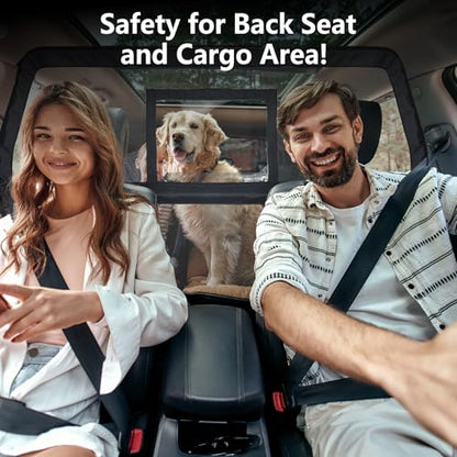 50" Pet Dog Car Barrier with Removable Visual Window, Pet Barrier for Car Escape-Proof, Back Seat Divider & Cargo Area Gate, Durable Dog Net for Car, Ideal for Trucks, SUV & Mid-Sized Vehicle - size: Medium 52"*32"