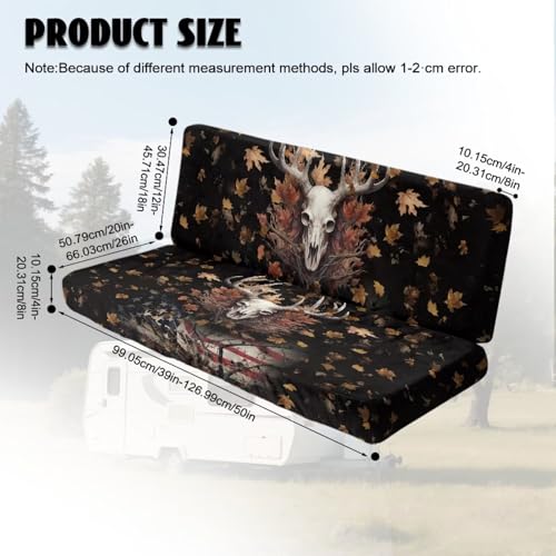 Deer Skull Maple Leaf Print 2 Pcs RV Dinette Cushion Covers Thickened Camper Seat Covers Dinette Booth Stretch Loveseat Sofa Chair Cover Furniture Protector for RV Camper Car Bench - color: Deer Skull Maple Leaf
