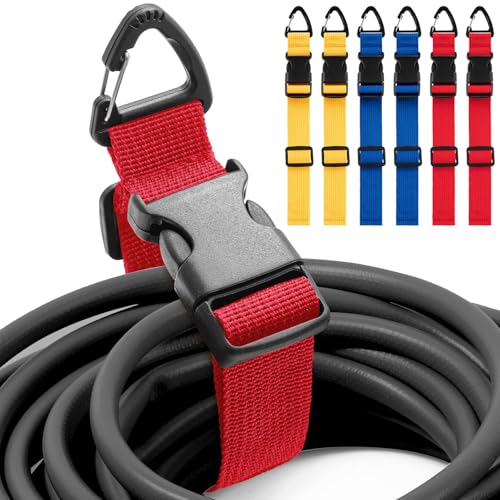 6 Pack 17 Inch Adjustable Extension Cord Holder Organizer with Triangle Clips for Garage Organization and Storage Heavy Duty Extension Cord Hanger for Men Workshop (Red & Blue & Yellow) - color: Red & Blue & Yellow