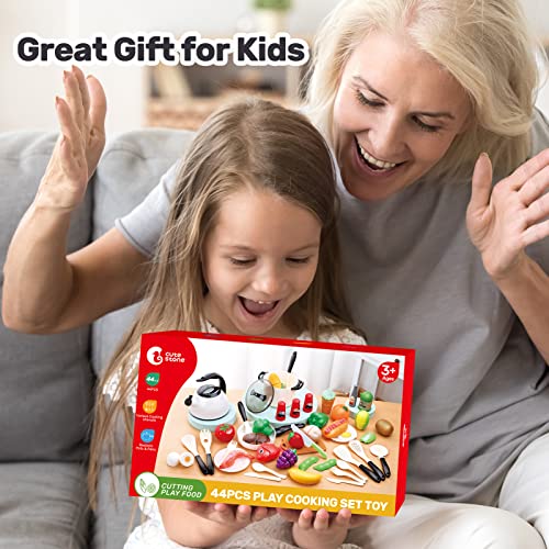 CUTE STONE Play Kitchen Accessories Toy, Play Food Sets for Kids Kitchen, Pretend Kitchen Set for Kids with Play Pots, Pans, Toddler Kitchen Playset Kitchen Toys for Girls Boys - style: White Cooking Set