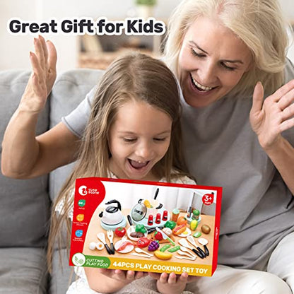 CUTE STONE Play Kitchen Accessories Toy, Play Food Sets for Kids Kitchen, Pretend Kitchen Set for Kids with Play Pots, Pans, Toddler Kitchen Playset Kitchen Toys for Girls Boys - style: White Cooking Set