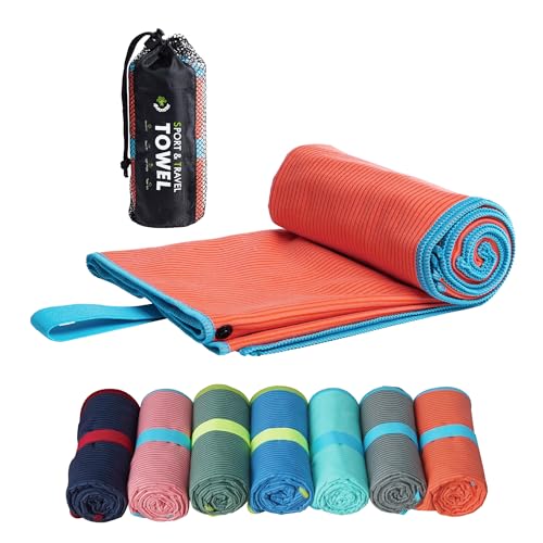 4Monster Microfiber Camping Towel - Quick Dry, Super Absorbent, Lightweight Travel Towel for Hiking, Beach, Gym, Backpacking, Yoga - Compact with Carry Bag (Orange, Medium(40.00" x 20.00")) - color: Orange, size: Medium(40.00" x 20.00")
