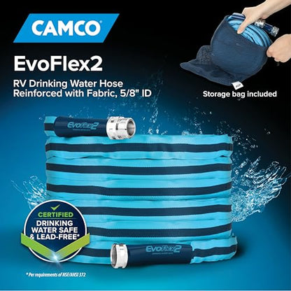 Camco EvoFlex2 25-ft Drinking Water Hose - RV Drinking Water Hose Reinforced with Fabric & Ultra Lightweight - Contains No Lead, No BPA & No Phthalate - Abrasion Resistant (22577) (Pack of 3) - size: 25-Foot (Pack of 3), style: Expandable Fabric