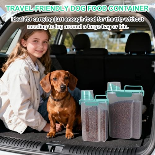 TBMax Dog Food Storage Containers 2 Pack 8 to 10 Lbs, Airtight Pet Food Container Dispenser with Large Spout & Portable Handle, Travel Dog Treat Cat Food Storage Bin Bird Seed Container -Cyan - color: Cyan 6+3Qt