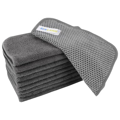SINLAND Microfiber Dish Cloth for Washing Dishes Dish Washing Rags Best Kitchen Washcloth Cleaning Cloths Wash Cloths with Poly Scour Side 7.87Inchx7.87Inch 10 Pack Grey - color: Grey, size: 7.87inchx7.87inch 10pack