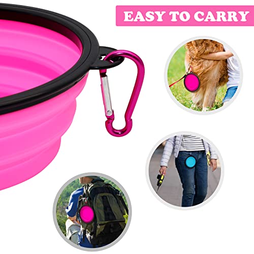 2-Pack Small Dog Travel Bowl, Collapsible Bowls for Dogs, Foldable Cat Water Bowl, Portable Pet Feeding Watering Traveling Dish (Pink & Light Blue) - color: Pink & Light Blue