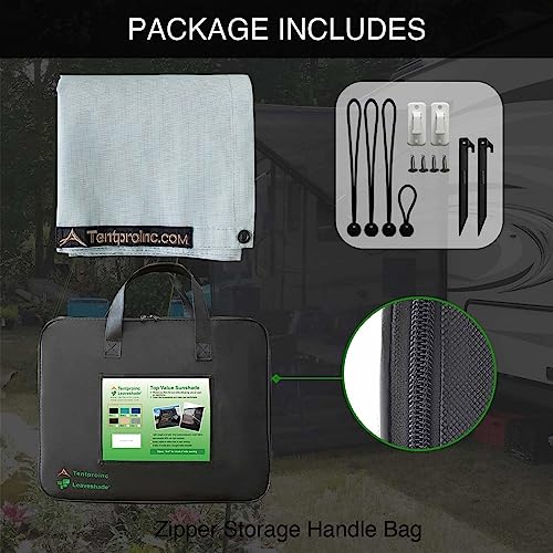 Tentproinc RV Awning Side Shade Screen 9' X 7' - (American Flag) Gray Mesh Screen Sunshade Complete Kits Camping Trailer Motorhome Awning Shadescreen UV Sun Blocker - 3 Year Warranty - color: AFG-Gray