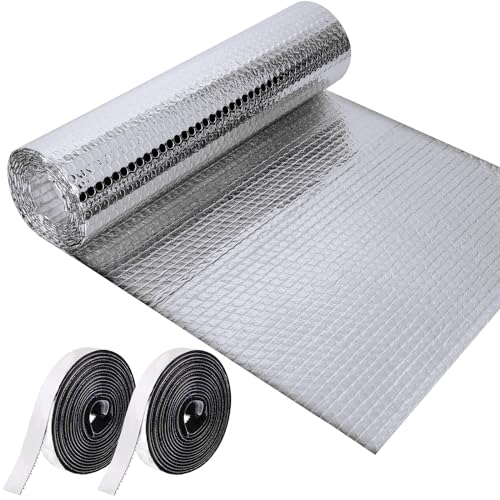 Frienda Rv Window Reflective Insulation Roll 47.2inch*20ft Double Aluminum Foil Heat Bubble Thermal Window Shade Door Cover Blackout for Garage Roof Travel Camper Skylight Shield - size: 47.2inch*20ft
