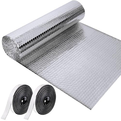 Frienda Rv Window Reflective Insulation Roll 47.2inch*20ft Double Aluminum Foil Heat Bubble Thermal Window Shade Door Cover Blackout for Garage Roof Travel Camper Skylight Shield - size: 47.2inch*20ft