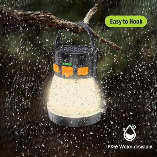 LED Camping Lantern, 1500 Lumens Camping Lantern Rechargeable with Solar Panel Charging, Waterproof, 8 Light Modes, 7500mAh Power Bank, Camping Flashlight for Hurricane Emergency, Hiking, Outdoor - size: Orange&Black