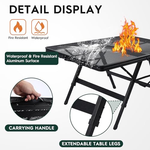 WildFinder 3 FT Folding Grill Table, Portable Camping Table for Outside, 3 Adjustable Height Folding Table with Desktop, Lightweight Outdoor, Camping, Picnic, BBQ - size: 3x2FT(X-Frame)