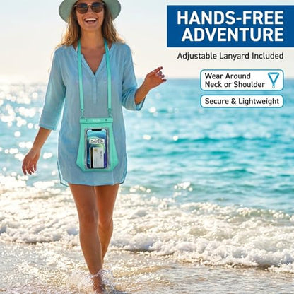 Salt Life Large Waterproof Phone Pouch Bag – IPX8 100% Waterproof Protection, Extra Storage Phone Dry Bag with Touchscreen Clear Window, Secure Seal Closure & Lanyard for Beach & Water Sports - color: Pink
