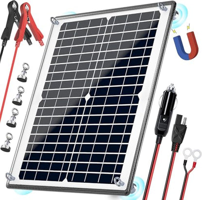POWOXI Solar Panel Kit 12V 20W Magnetic + MPPT Charge Controller Waterproof Solar Battery Charger Maintainer Solar Trickle Charger Alligator Clip for Car Boat RV Motorcycle Marine, etc. - size: Magnetic-20W
