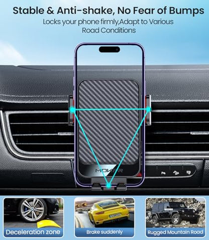 Wireless Car Charger, MOKPR 15W Fast Charging Auto-Clamping Car Mount Hands-Free Car Charger Mount for Dash Windshield Air Vent Compatible with iPhone 16 15/14/13/12, Samsung S23/S22/S21,red - color: Red Clamp