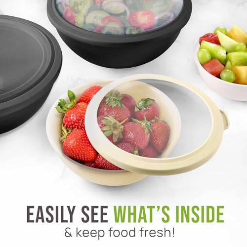Zulay Kitchen 12 Piece Plastic Mixing Bowls with Leak-Proof Lids Set - Microwave and Freezer Safe Kitchen Mixing Bowls for Preparing, Serving and Storing - Large Nesting Bowls (Midnight Ombre) - color: Midnight Ombre