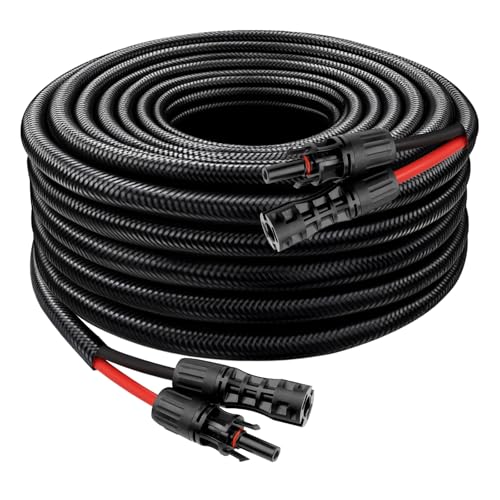 XRDS -RF Solar Cable 20FT, 8AWG Solar Extension Cable with Male & Female Solar Connectors, Flame-Retardant Protective Sleeving Solar Panel Cable, Weatherproof PV Wire for Solar Panel Connection - size: 8AWG 20FT