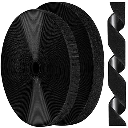 3/4 Inch x 82 Feet Black Hook Loop Strips with Adhesive Heavy Duty, Multi-Purpose Hook and Loop Tape, Double Sided Hook Loop Rolls, Picture Hanging Strips, TV Accessories, TV wall Adhesive Tape - size: 3/4in x 82ft, style: Black