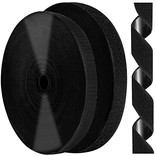 3/4 Inch x 82 Feet Black Hook Loop Strips with Adhesive Heavy Duty, Multi-Purpose Hook and Loop Tape, Double Sided Hook Loop Rolls, Picture Hanging Strips, TV Accessories, TV wall Adhesive Tape - size: 3/4in x 82ft, style: Black