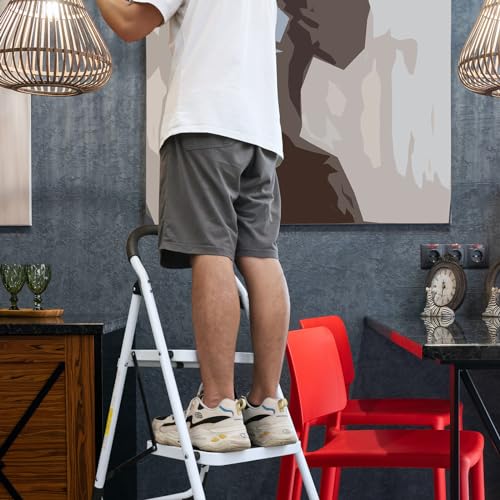 Big Red 2 Step Ladder, 400 lbs Ergonomic Folding Stool with Anti-Slip Pedal, Step Stool with Padded Handle for Kitchen, Household, Offices, ATRJZ9022BR, Torin - style: 2 Step Ladder