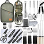 Camping Cooking Utensils Set - Camping Utensil Set Car Camping Cooking Essentials Gear for Camp Kitchen Cooking and Grilling, Stainless Steel & Silicone Ideal Gift for RV Tent Camper - color: Green-31Pcs