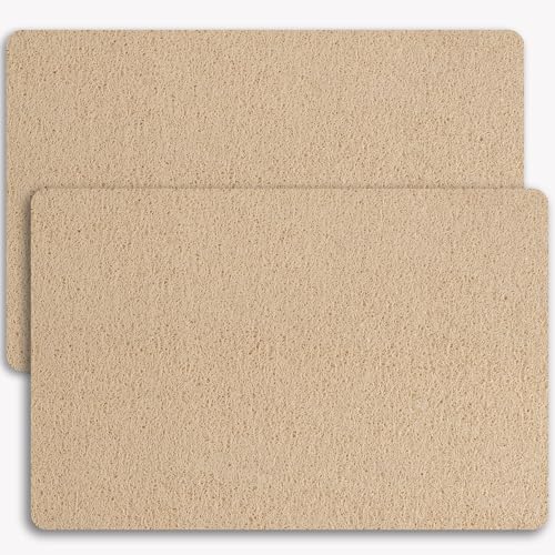 Hargiis Non-Slip Bathtub Mat, 2 Pack Anti Slip Shower Mat, Fast Drying Bathtub Mats, Foot Scrubber Mat, Anti Slip Mat for Tub, Floor, Bathroom, Kitchen, Home, Hotel (Beige 24"×16"+24"×16") - color: Beige, size: 24" x 16" + 24" x 16" (Rectangular)