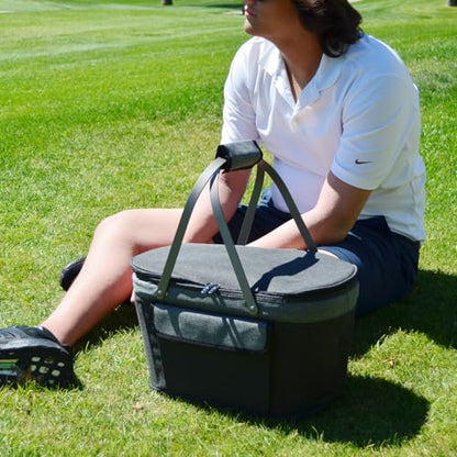 Picnic at Ascot Patented Insulated Folding Picnic Basket Cooler- Designed & Quality Approved in the USA - color: Charcoal