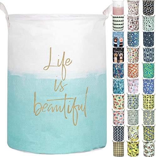 Merdes 19.7’’ Waterproof Foldable Laundry Hamper, Dirty Clothes Laundry Basket, Linen Bin Storage Organizer for Toy Collection (Life Blue) - color: Life Blue