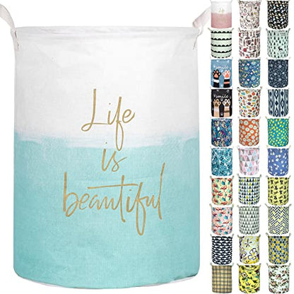 Merdes 19.7’’ Waterproof Foldable Laundry Hamper, Dirty Clothes Laundry Basket, Linen Bin Storage Organizer for Toy Collection (Life Blue) - color: Life Blue