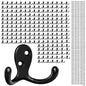 Homanu 180 Pack Coat Hooks, Heavy Duty Double Prong Coat Hooks Wall Mounted with 360 Screws, No Rust Black Metal Wall Hooks for Hanging Towel, Coat, Bag, Hat, Cup, Key - color: 180 Pcs Black