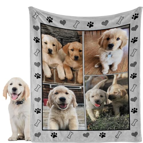 Personalized Dog Blanket with Name Photo, Custom Flannel Throw Gifts | Custom pet blanket, for dog/cat lovers, Couch/bed decor, 4 sizes: 30x40, 40x50, 50x60, 60x80 in, Ships next day, Made in USA - color: Style 3