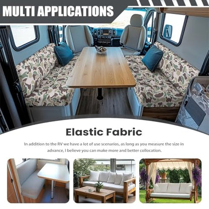 SEANATIVE Camouflage RV Dinette Cushion Covers Stretch Camper Cushion Cover Booth Seats Washable Sofa Furniture Protector Replacement Slipcovers for Travel Trailer Couch - color: Camouflage
